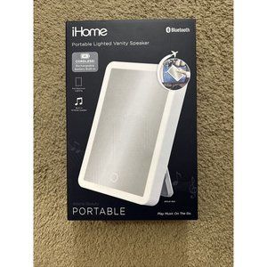 NEW iHome Lighted Vanity Mirror with Bluetooth Speaker Portable 6in x 8in